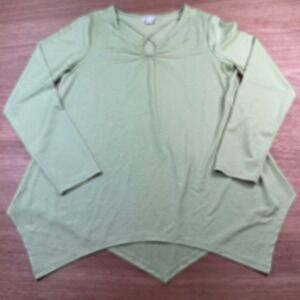 Cato Womens Small Lime Green Asymmetrical Long Sleeve Knit Top Stretch